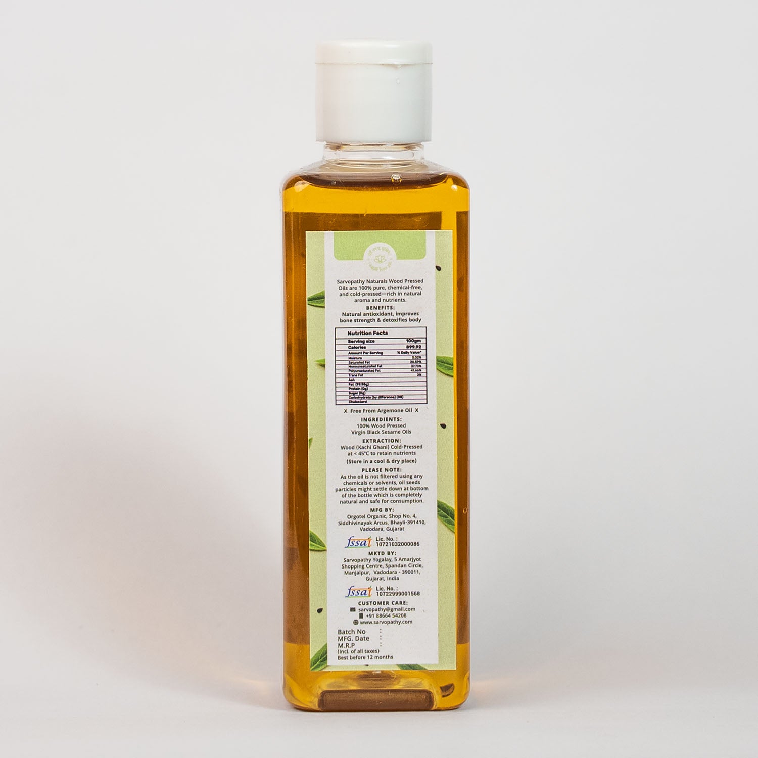 Sarvopathy Naturals Wood Pressed Virgin Black Sesame Oil