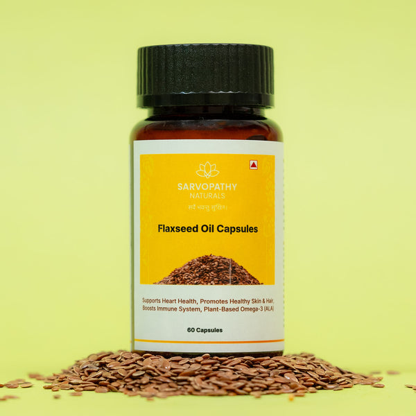 Sarvopathy Naturals Flaxseed Oil Capsules with Omega 3, 6, and 9 backed by harish vaidya 